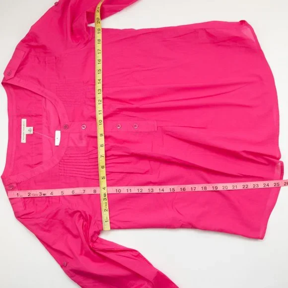 Banana Republic Shirt Cotton Blouse Quarter Sleeve Bright Pink Size Medium New - Picture 6 of 6